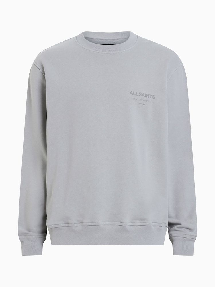 AllSaints Grey Underground Crew Jumper - Image 6 of 6