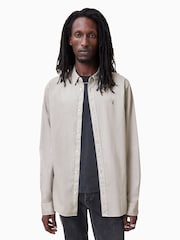 AllSaints Grey Light Hawthorne Long Sleeve Shirt - Image 1 of 7