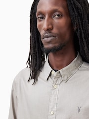 AllSaints Grey Light Hawthorne Long Sleeve Shirt - Image 4 of 7