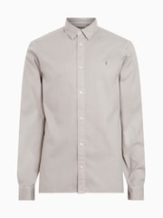 AllSaints Grey Light Hawthorne Long Sleeve Shirt - Image 6 of 7