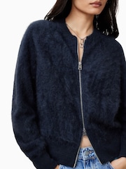 AllSaints Blue Rebel Zip Cardigan - Image 3 of 7