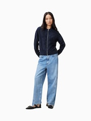 AllSaints Blue Rebel Zip Cardigan - Image 4 of 7