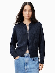 AllSaints Blue Rebel Zip Cardigan - Image 5 of 7