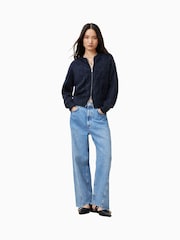 AllSaints Blue Rebel Zip Cardigan - Image 6 of 7