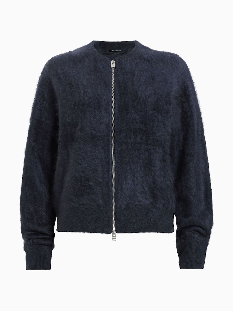 AllSaints Blue Rebel Zip Cardigan - Image 7 of 7