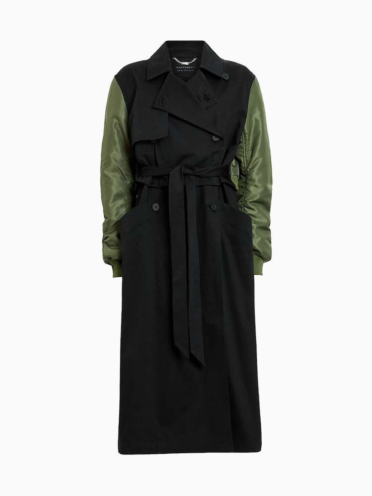 AllSaints Green Penni Trench Jacket - Image 6 of 6