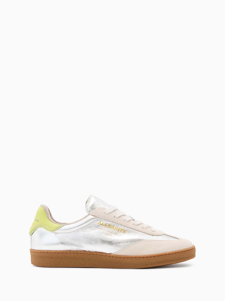 AllSaints Silver Thelma Met Sneakers - Image 1 of 5