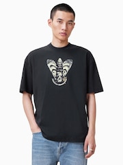 AllSaints Black Chrysalypse Short Sleeve Crew T-Shirt - Image 1 of 6