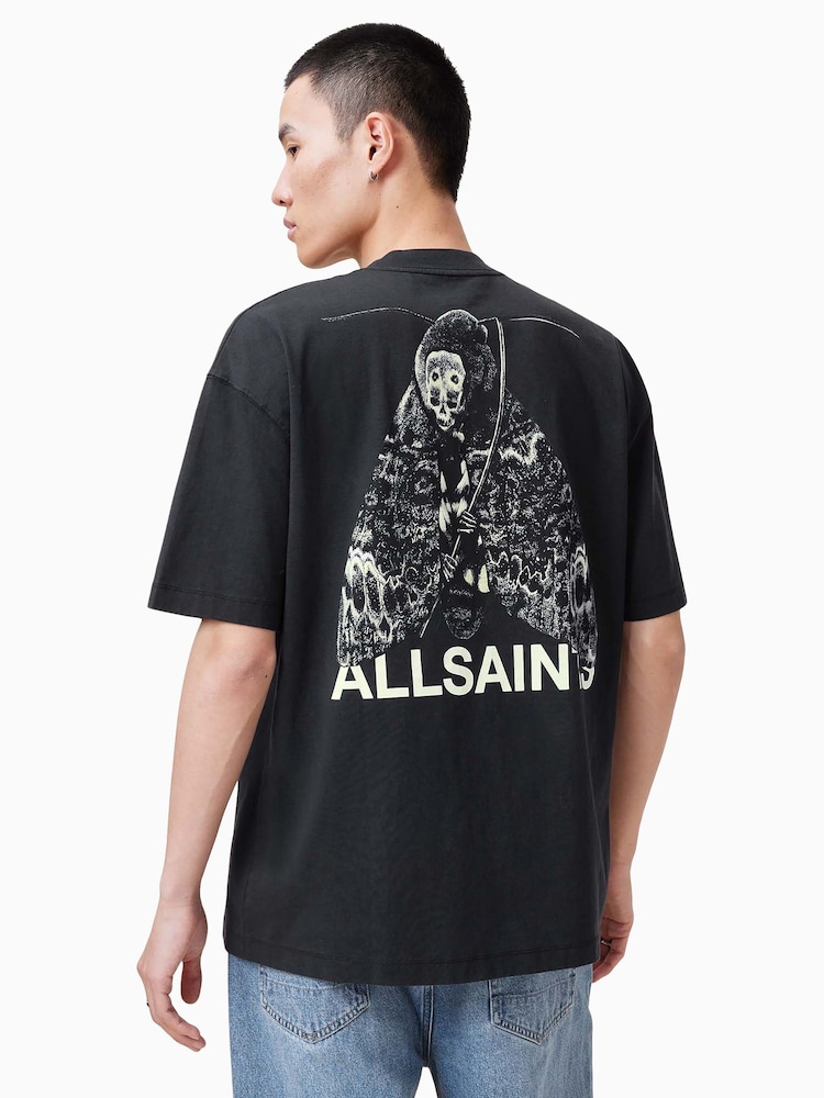 AllSaints Black Chrysalypse Short Sleeve Crew T-Shirt - Image 2 of 6