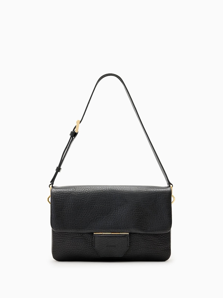 AllSaints Black Ondine Grain Shouldrer Bag - Image 1 of 7