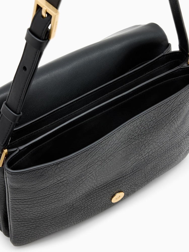 AllSaints Black Ondine Grain Shouldrer Bag - Image 3 of 7