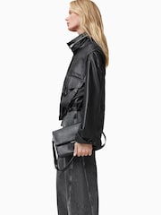 AllSaints Black Ondine Grain Shouldrer Bag - Image 4 of 7