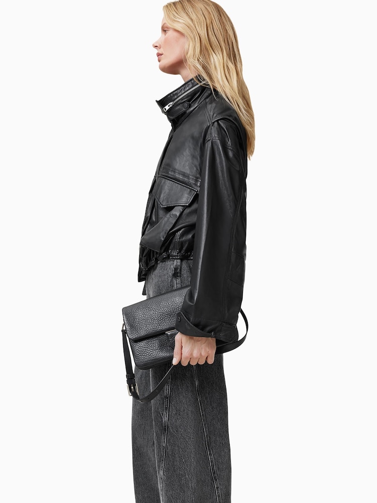 AllSaints Black Ondine Grain Shouldrer Bag - Image 4 of 7