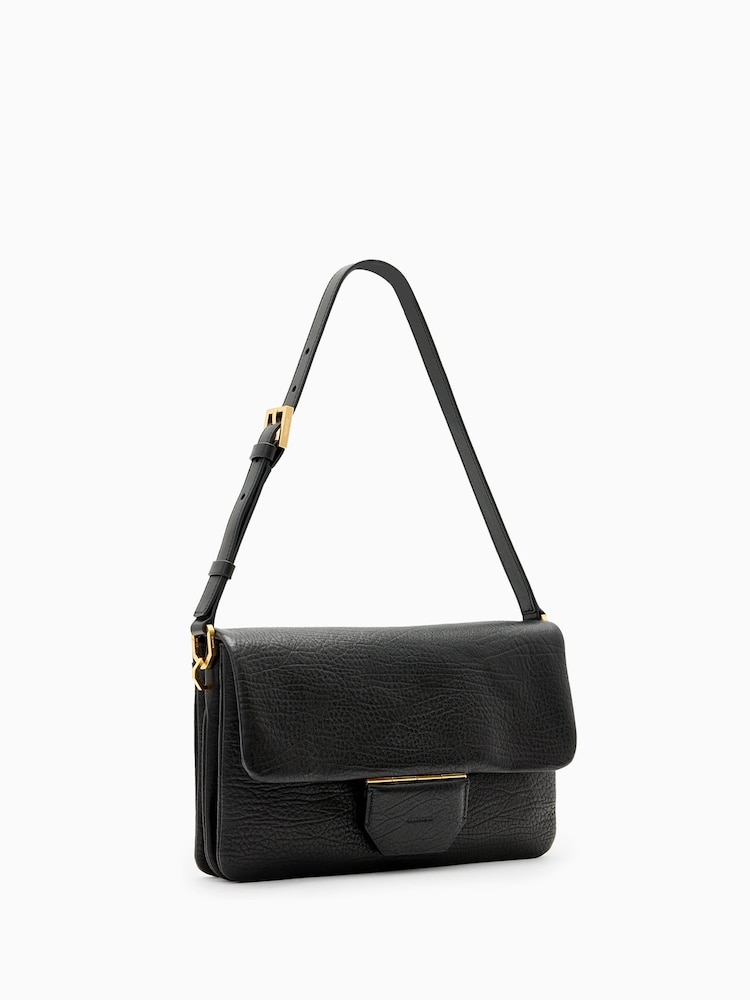 AllSaints Black Ondine Grain Shouldrer Bag - Image 5 of 7