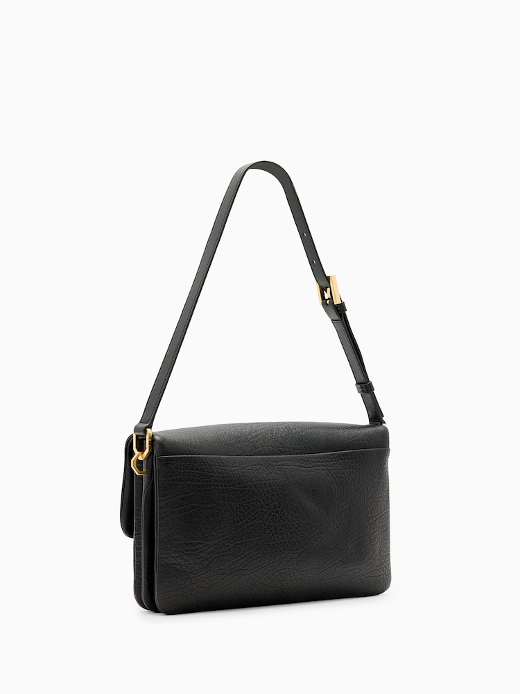 AllSaints Black Ondine Grain Shouldrer Bag - Image 7 of 7
