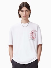 AllSaints White Breakup Short Sleeve Crew 100% Organic Cotton T-Shirt - Image 1 of 7