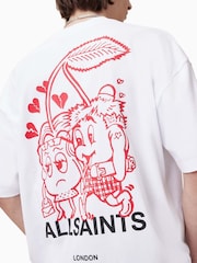 AllSaints White Breakup Short Sleeve Crew 100% Organic Cotton T-Shirt - Image 2 of 7