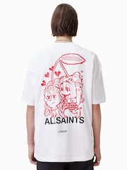 AllSaints White Breakup Short Sleeve Crew 100% Organic Cotton T-Shirt - Image 5 of 7