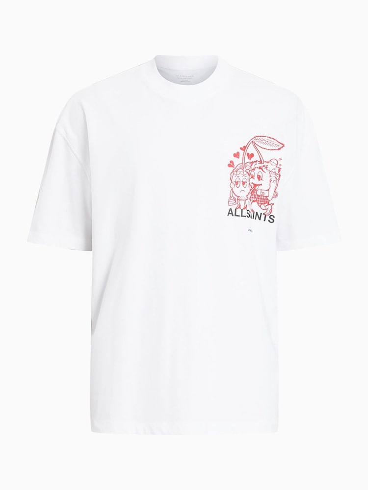 AllSaints White Breakup Short Sleeve Crew 100% Organic Cotton T-Shirt - Image 7 of 7