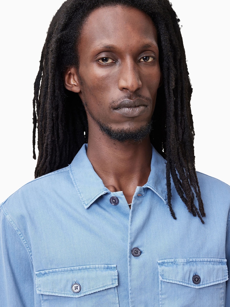 AllSaints Blue Spotter Long Sleeve Shirt - Image 5 of 7