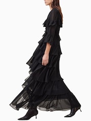 AllSaints Black Nat Ruffle Dress - Image 2 of 7