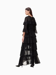 AllSaints Black Nat Ruffle Dress - Image 5 of 7