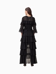 AllSaints Black Nat Ruffle Dress - Image 6 of 7