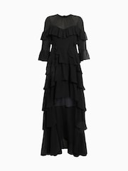 AllSaints Black Nat Ruffle Dress - Image 7 of 7
