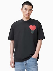 AllSaints Black Sown Short Sleeve Crew T-Shirts - Image 1 of 7