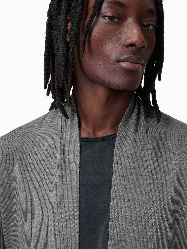 siva - Allsaints Mode Merino Open Car pletena jopa - Slika 2 iz 6