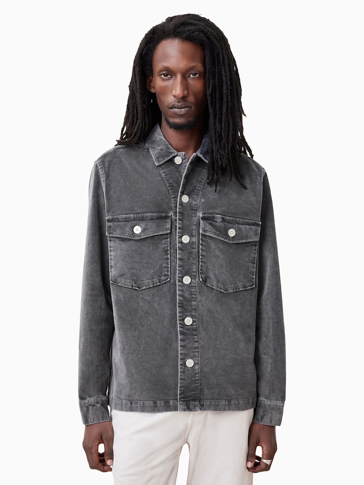 AllSaints Grey Harrier Long Sleeve Shirt - Image 3 of 8