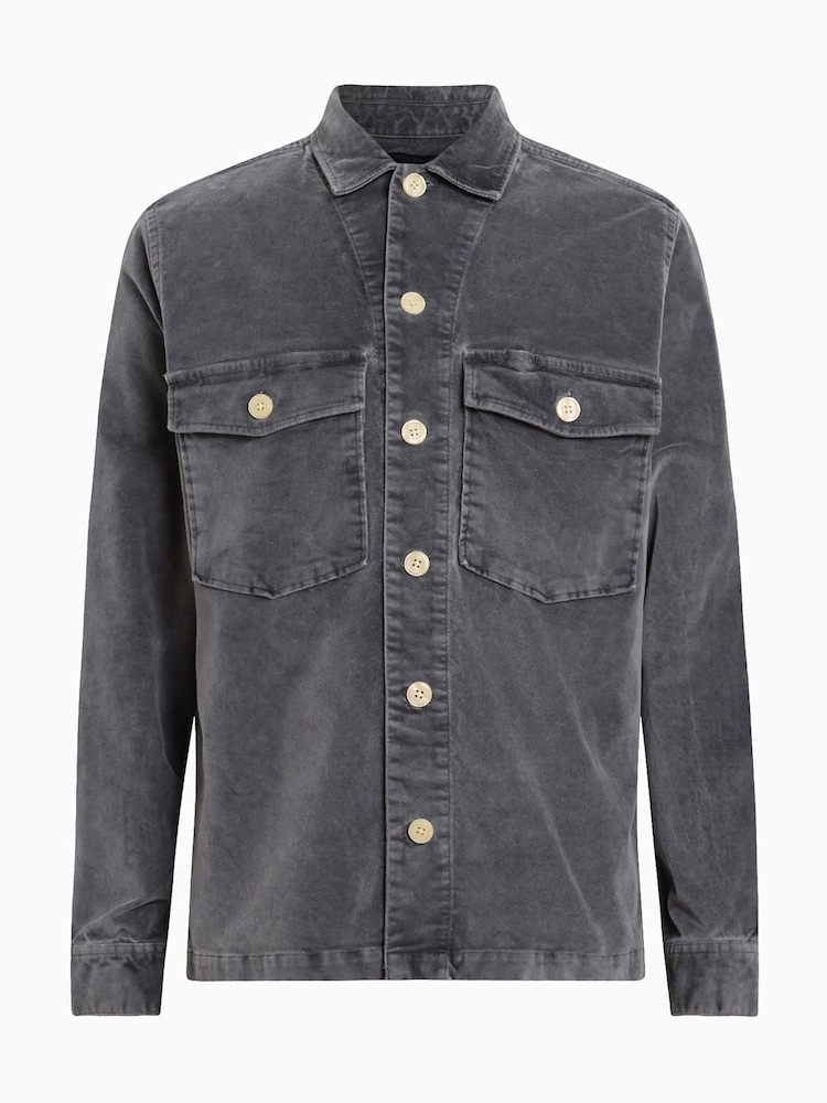AllSaints Grey Harrier Long Sleeve Shirt - Image 8 of 8
