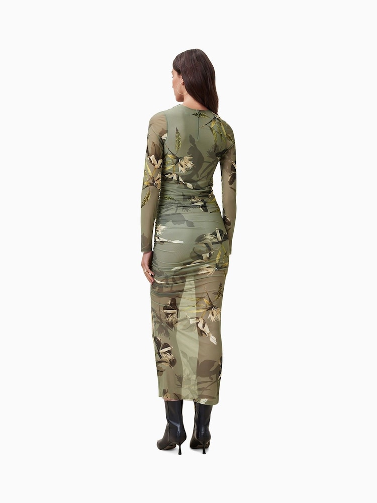 AllSaints Green Hanako Mesh Dress - Image 7 of 8