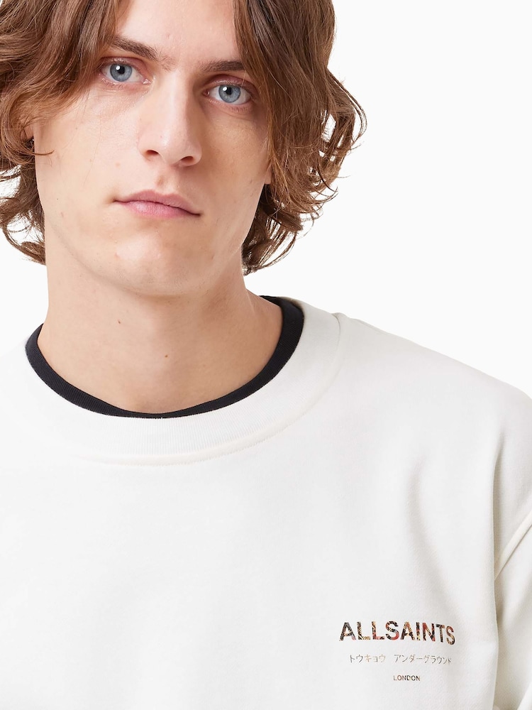 AllSaints White Underground Crew Jumper - Image 4 of 8