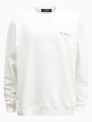 AllSaints White Underground Crew Jumper - Image 8 of 8