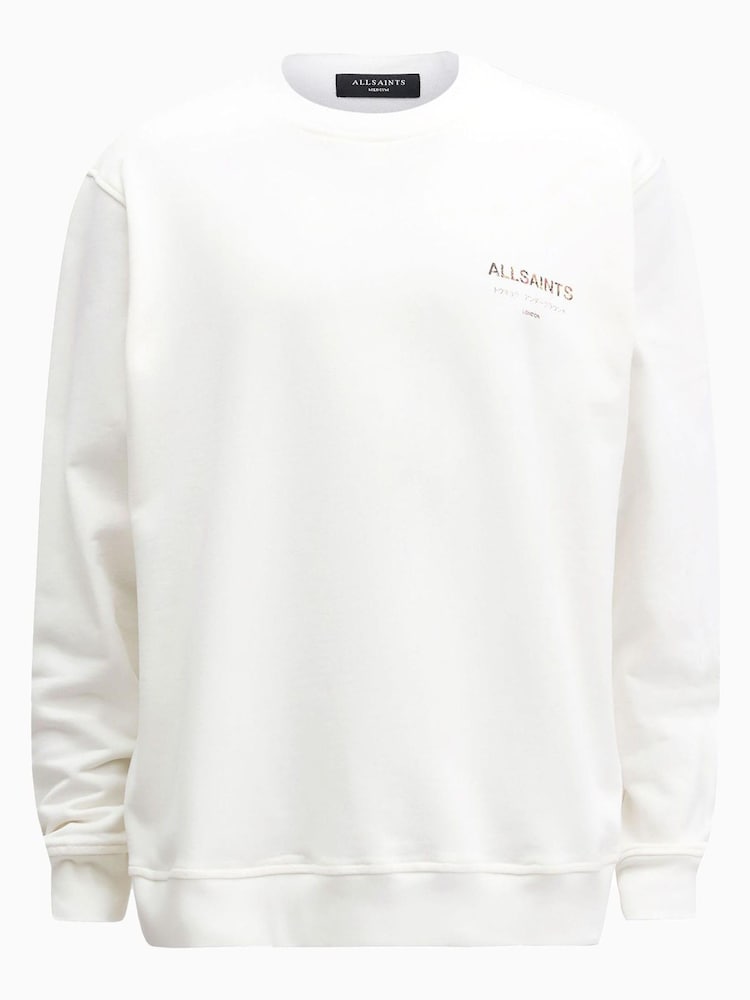 AllSaints White Underground Crew Jumper - Image 8 of 8
