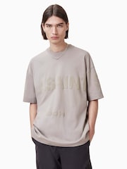 Коричневый - Футболка с вырезом под горло и короткими рукавами Allsaints Biggy - Изображение 1 из 6
