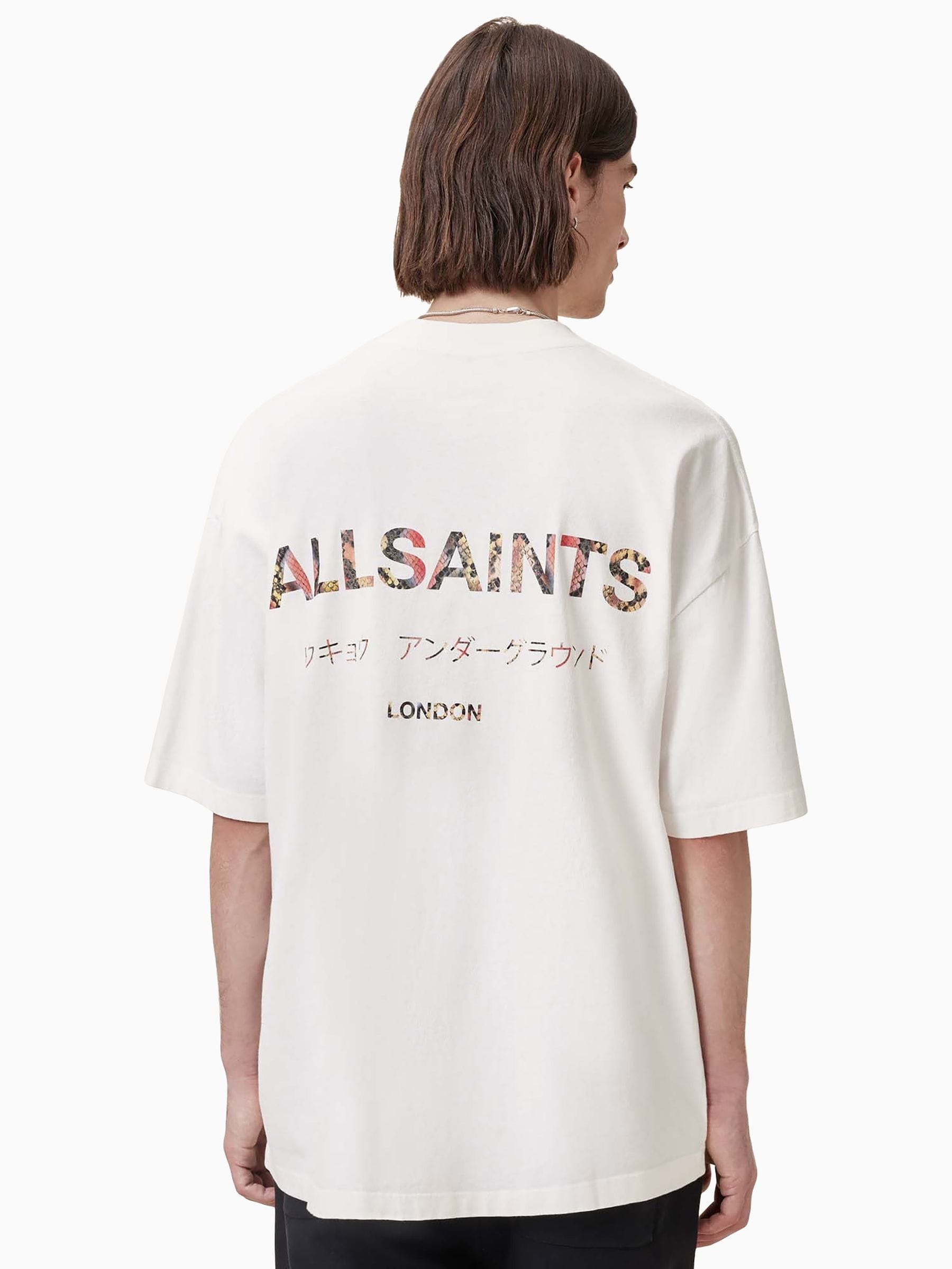 Buy AllSaints White cream Underground Oversized Cotton Crew Neck T 
