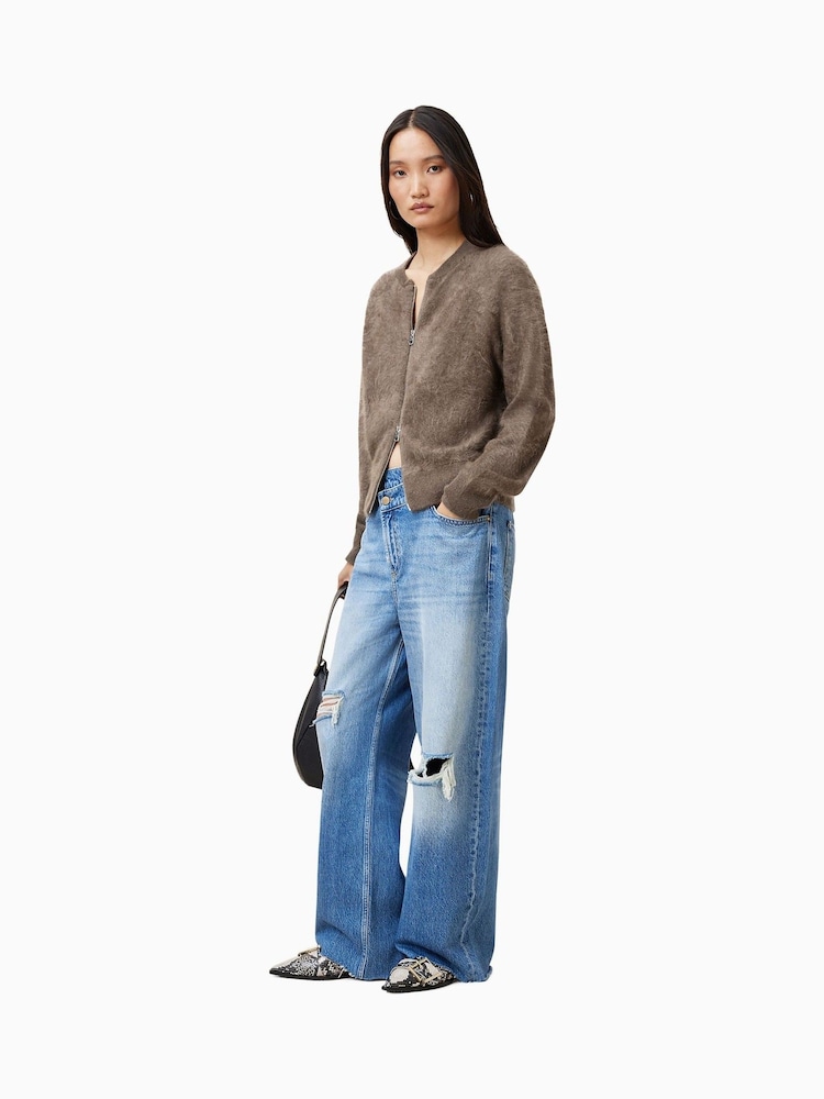AllSaints Brown Rebel Zip Cardigan - Image 4 of 7