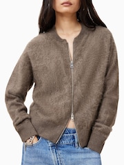 AllSaints Brown Rebel Zip Cardigan - Image 5 of 7