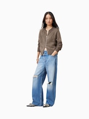 AllSaints Brown Rebel Zip Cardigan - Image 6 of 7