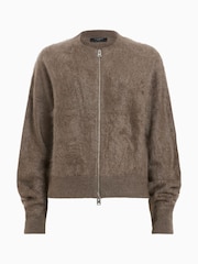 AllSaints Brown Rebel Zip Cardigan - Image 7 of 7