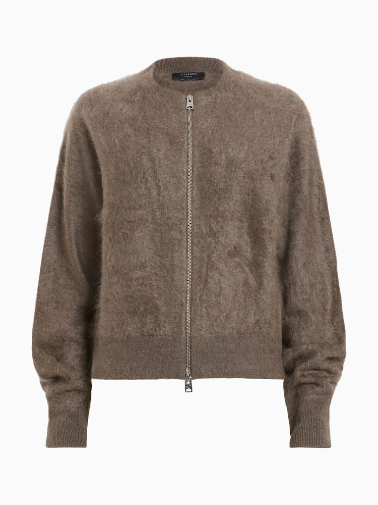 AllSaints Brown Rebel Zip Cardigan - Image 7 of 7 AllSaints Brown Rebel Zip Cardigan - Image 7 of 7