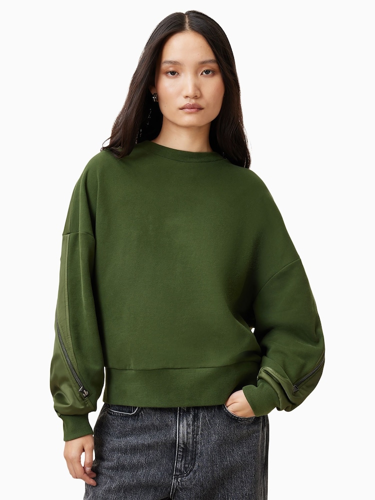AllSaints Green Peggy Zip Sweatshirt - Image 4 of 7