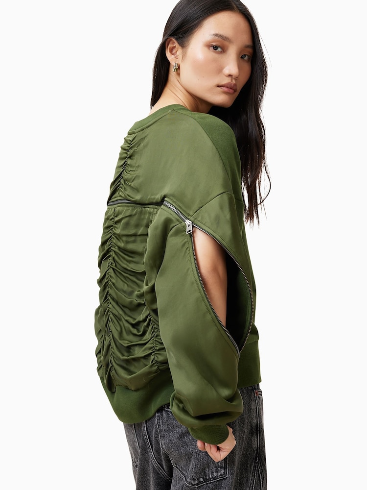 AllSaints Green Peggy Zip Sweatshirt - Image 5 of 7