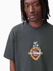 AllSaints Grey Heartfelt Short Sleeve Crew 100% Organic Cotton T-Shirt - Image 4 of 9