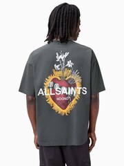 AllSaints Grey Heartfelt Short Sleeve Crew 100% Organic Cotton T-Shirt - Image 6 of 9