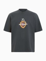 AllSaints Grey Heartfelt Short Sleeve Crew 100% Organic Cotton T-Shirt - Image 7 of 9