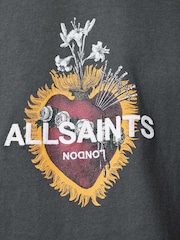 AllSaints Grey Heartfelt Short Sleeve Crew 100% Organic Cotton T-Shirt - Image 9 of 9