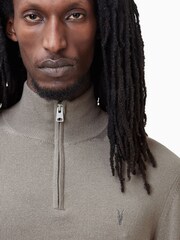AllSaints Brown Kilburn Zip Funnel Jumper - Image 2 of 6